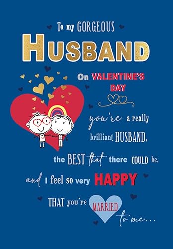 Piccadilly Greetings Valentine's Day Card, To My Gorgeous Husband to Husband - 9 x 6 inches