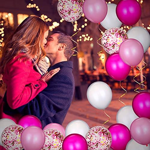 Miniatura 2 de TecUnite - 80 globos de látex de 12, diseño de confeti, globos metálicos, para fiestas de Navidad, Halloween, San Valentín, 4 de Julio, boda,
