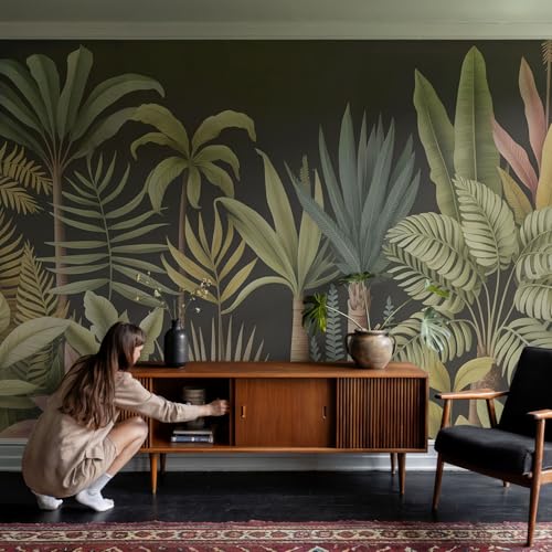 Papel pintado autoadhesivo clásico lavable con estampado denso de selva 4