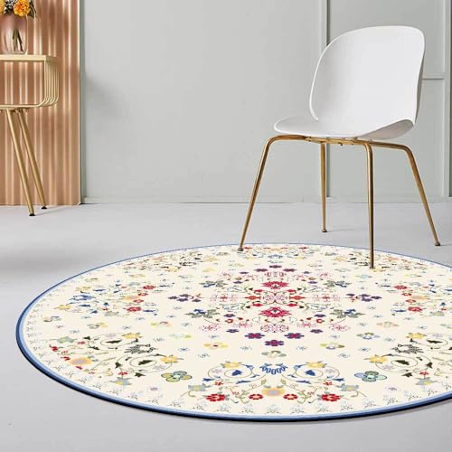 LONGSAO Alfombras Salon Grandes ø 200 cm Home Alfombra Diseño Moderna Alfombras Antideslizante Gran Tamaño Alfombra Estilo étnico Simple Amarillo Rojo Azul