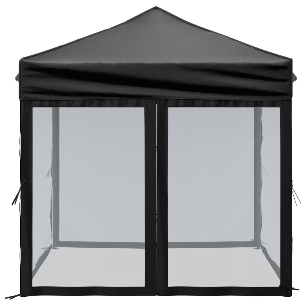 Carpa plegable para fiestas, 2 x 2 m, cenador de jardín con paredes laterales, carpa plegable para eventos al aire libre, jardín, terraza, camping y barbacoas, marco de acero estable, color