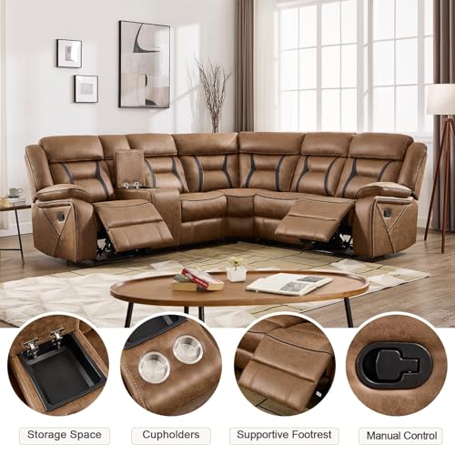 EBELLO Faux Leather Reclining Sectional