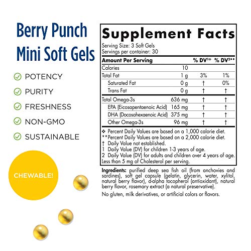 Nordic Naturals Pro Dha Jr. Xtra, Berry Punch - 90 Mini Chewable Soft Gels - 636 Mg Total Omega-3S With Epa & Dha - Brain, Nervous System & Visual Development - Non-Gmo - 30 Servings #TOP1