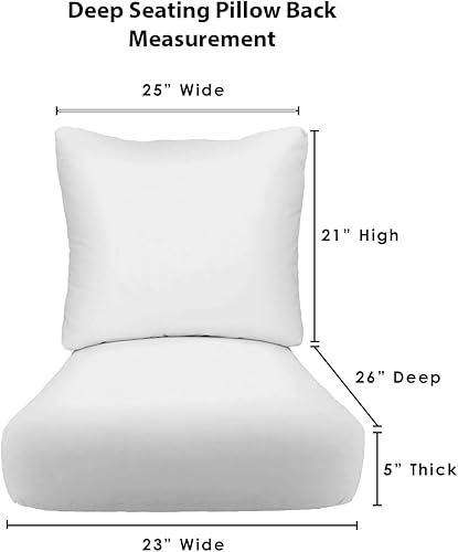 Miniatura 3 de RSH Décor - Juego de cojín para asiento profundo para interiores y exteriores, asiento de 23 x 26 x 5 pulgadas y respaldo de 25 x 21 pulgadas, rayas