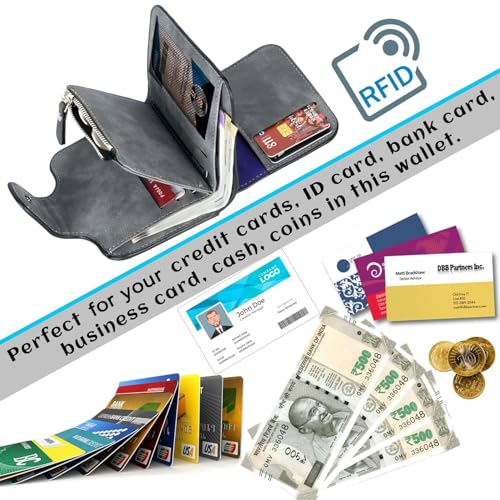Buy Storite RFID Unisex PU Leather Bifold Wallet with Zip Coin Pocket, Grey | Snap-button closure, Multiple Slots with ID window, Card Holder, for Everyday Carry -11.5 x 9.5 x 2 cm at Amazon.in - Image 7
