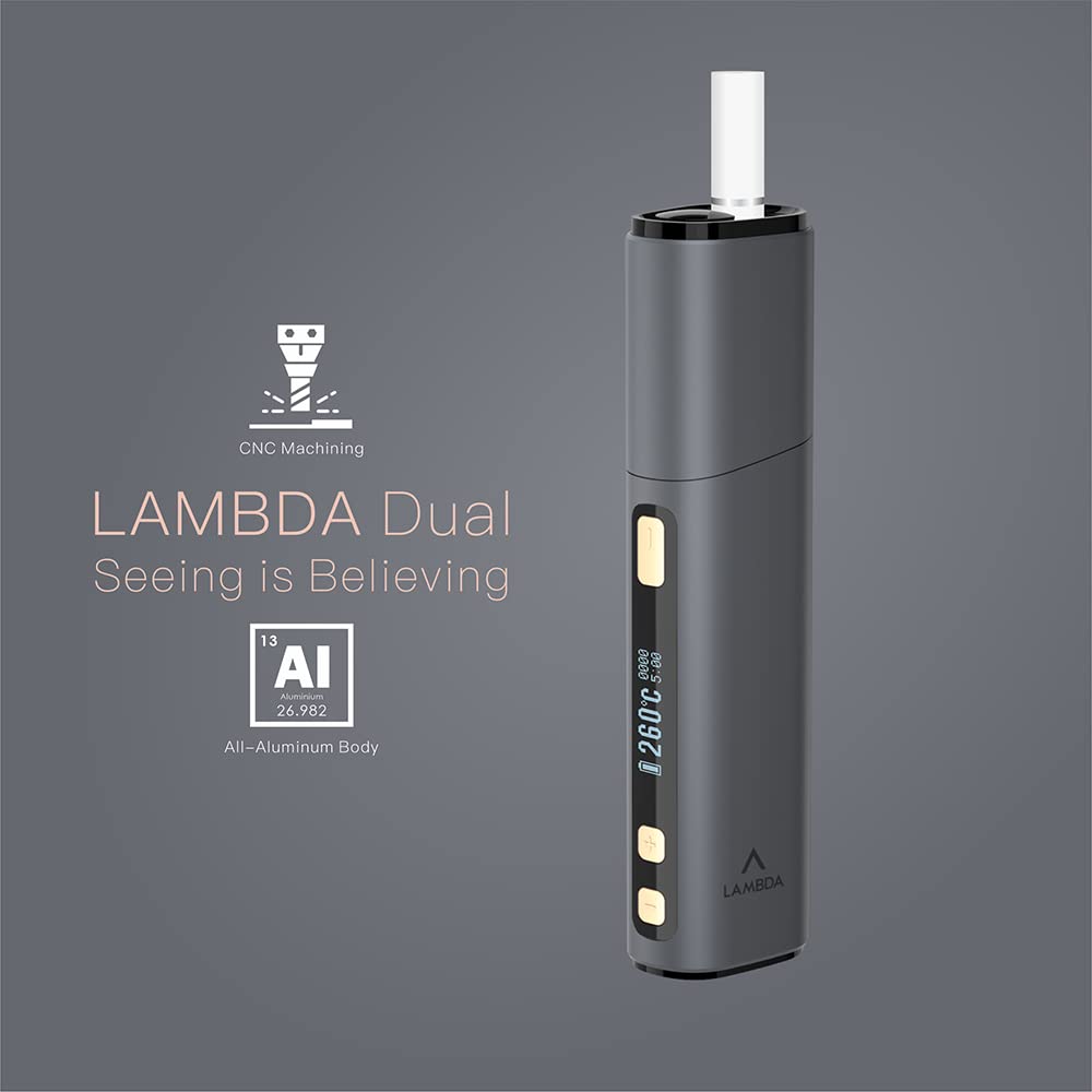 LAMBDA Dual Heat Not Burn Device 3200 mAh OLED Display Einstellbare Temperatur Heizung (grau)