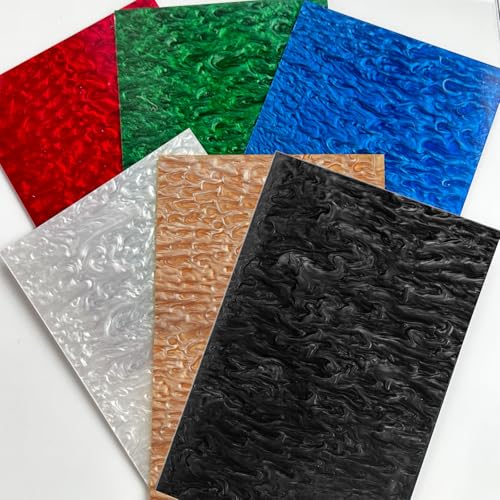 Image of TOEPODO Pearlescent Ripple Cast Acrylic Sheets 1 /8inch Thick Marble Acrylic Sheet for Laser Cutting Plexiglass Sheets for Art Design DIY Crafts Home Deco (6, Deep, 8x12 Inch)