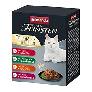 animonda vom Feinsten Katzennassfutter Selection mit Filets, 8 Portionsbeutel (8 x 85 g), getreidefreies Katzenfutter nass ohne Zucker, mit fleischigen Zutaten, Sortenmix