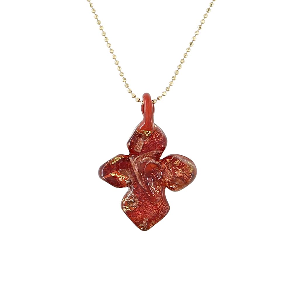 Venetiaurum - Collar con Colgante de Cruz en Cristal de Murano Original y Plata 925 - Joya certificada Made In Italy.