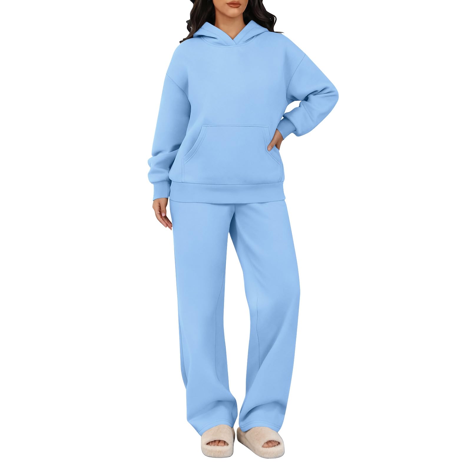 Sweat Suits for Womens 2 Piece Outfit Comfy Matching Lounge Sets Two Piece Fleece Hoodie and Sweatpants Set