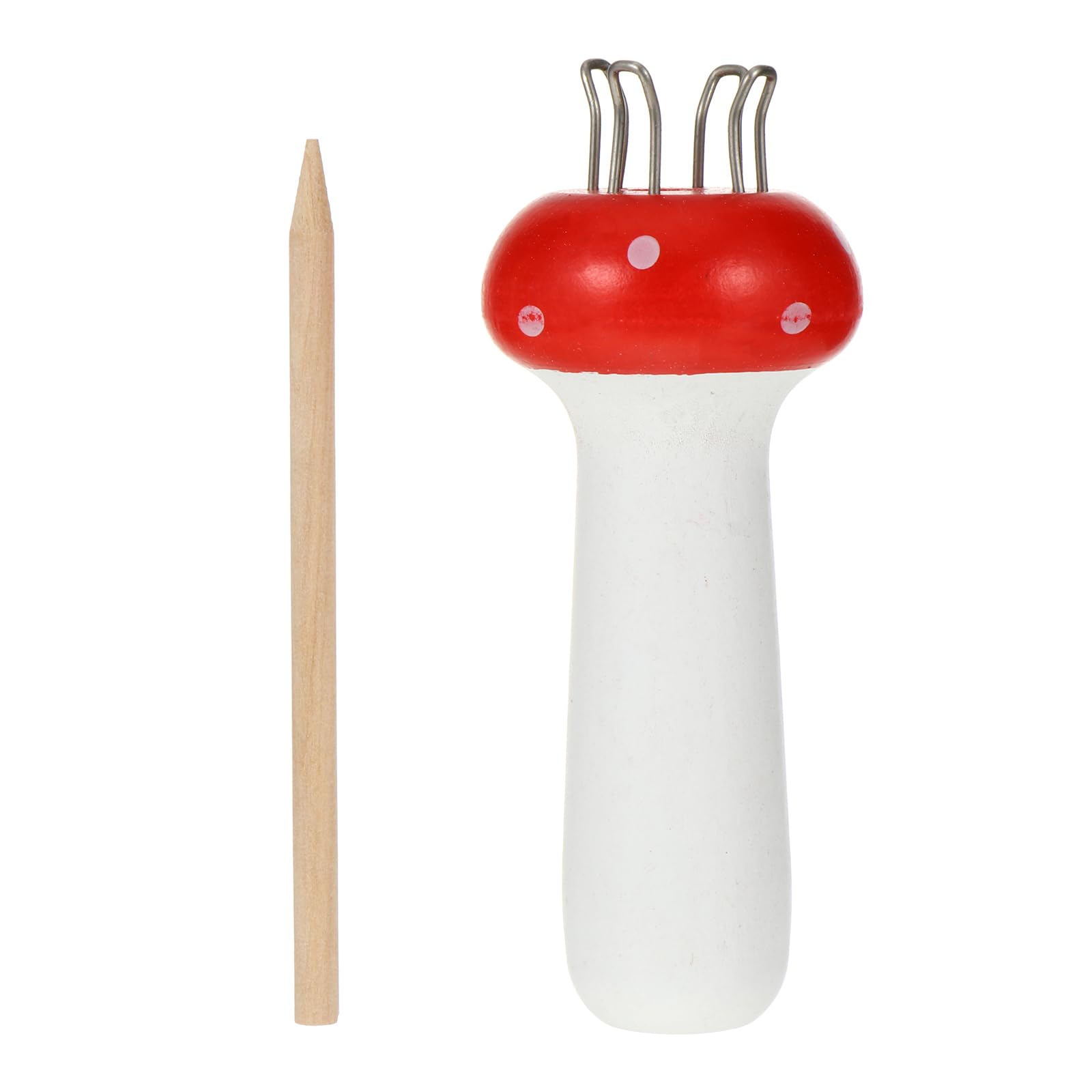 EXCEART Strickspule Webrahmen Pilzform Stricker Holz Mini Stricken Weben Werkzeug für DIY Tube Schal Gurt Rot