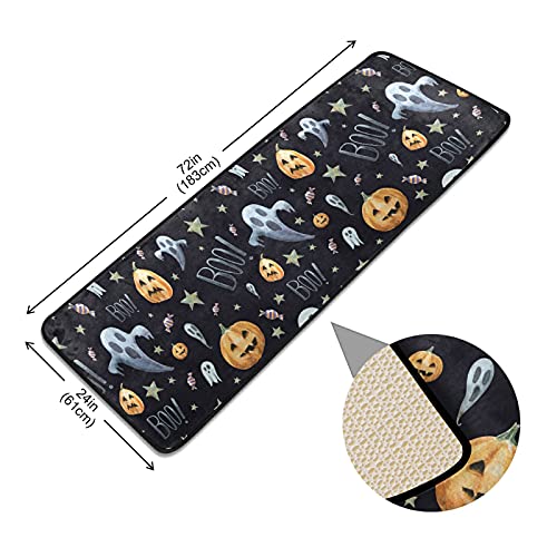 Halloween Ghost Pumpkin Pattern Runner Rug Floor Mat Non-Skid Kitchen Rug Soft Area Rug For Bathroom Entryway Hallway Dining Living Room #TOP4