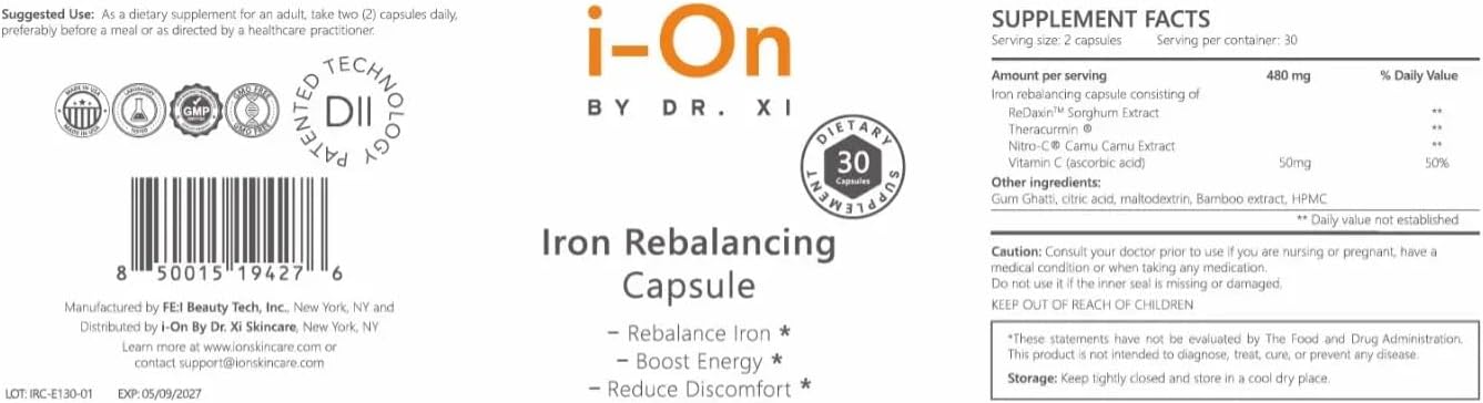Iron Rebalancing Capsules with ReDaxin, Theracurmin, Camu Camu & Vitamin C – Daily Wellness & Nutritional Support – 30 Capsules