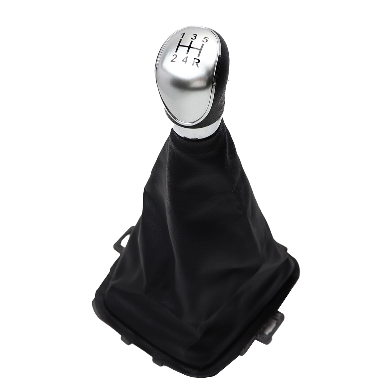 Pomello del cambio 5 marce 1556845 compatibile con Fiesta MK5 MK6 2008-2012, nero + argento, 3 x 5 cm, 1 pezzo, bottone, 1 cm di proiezione, moderno, 8A6R-7H409-MA 8A6R7H409MA