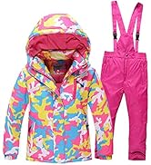 Girls/Boys Snowsuits Hooded Insulated Windproof Winer Coats Ski Jacket Snow Pants Set