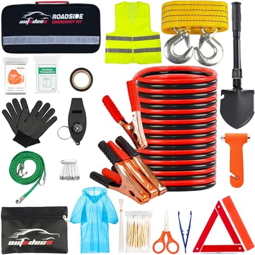 AUTODECO Car Roadside Emergency Kit, Portable Roadside Emergency Kits for Vehicles Car Safety Kit...