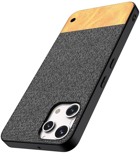 Image of Kapa Soft Fabric & Leather Hybrid Protective Back Cover for Nothing Phone 3A LITE | Shockproof Slim Hard Anti Slip Back Case (Black,Brown)