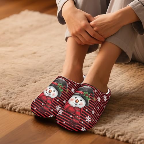 Christmas Theme Soft Plush Cozy House Slippers for Women Men Slip-on Flannel Slippers4