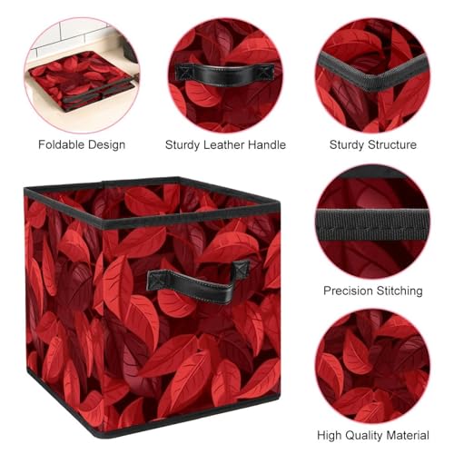Grand bac de rangement cube pliable rouge pour étagères et placard - 5
