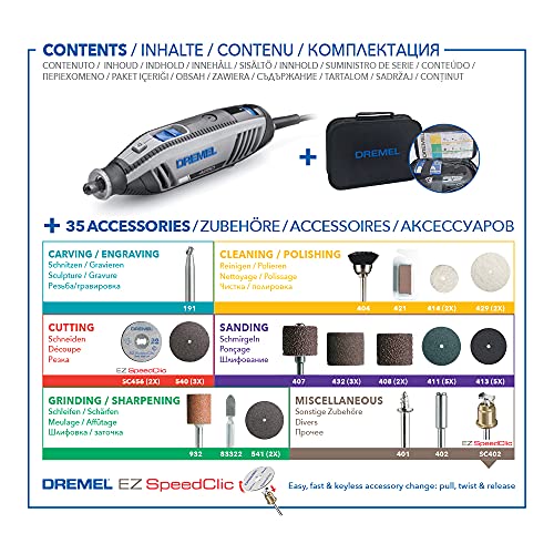 Dremel 4250 Rotationswerkzeug 175 W, Multifunktionswerkzeug-Set mit 35 Zubehören & 568 Zubehör Set für Multifunktionswerkzeug zum Entfernen von Fugenmörtel bei Wand- und Bodenfliesen – Bild 4