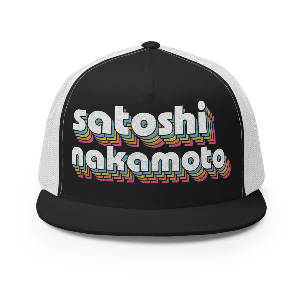 Czapka Satoshi Nakamoto - retro 70s Bitcoin Founder Design - Vintage Crypto Trucker Cap
