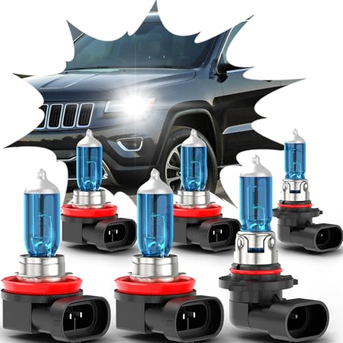 XICNMOYGS 9005 H11 H11 Halogen Headlight Bulbs Fog Light Bulbs Fit for Jeep Grand Cherokee 2014 2015 2016, Ultra - High Performance, Pack of 6