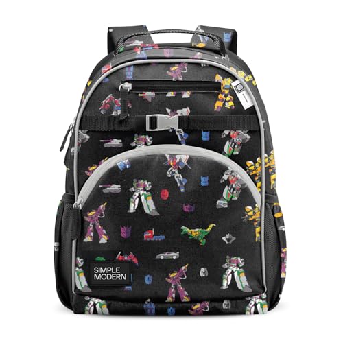 Simple Modern Mochila infantil grande Transformers para meninas e meninos | Mochila primária para adolescentes | Coleção Fletcher | Crianças - 40,6 cm de altura | Transformers Block Nation