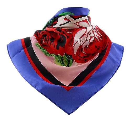 VERSACE JEANS COUTURE Periwinkle/Multi Signature Rosy Print Medium Square Scarf