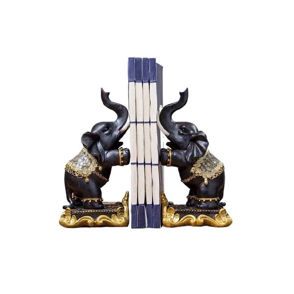 Book Organizer Bookends Chinese Elephant Ornament Book Stopper for Shelves Books Home Office Decor Bookshelf Accessories