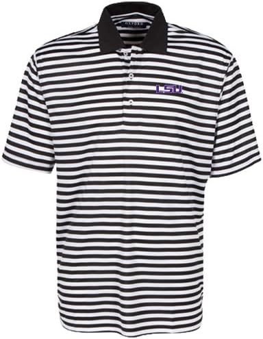 Oxford NCAA LSU Tigers Men's Bar Stripe Golf Polo, Black/White, Large