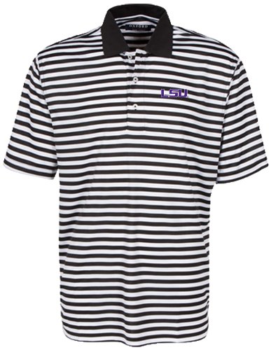 Oxford NCAA LSU Tigers Men's Bar Stripe Golf Polo, Black/White, Large