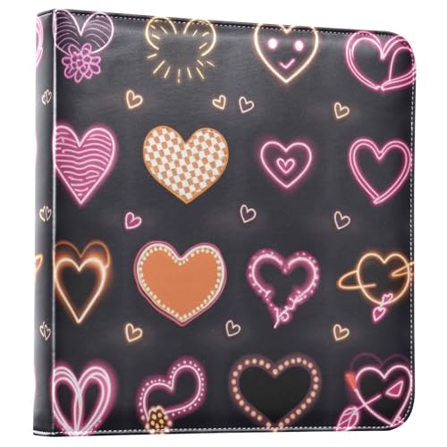 Álbum de fotos adhesivo DIY scrapbook con tapa de cuero PU, diseño de corazones, 3 anillas, 40 páginas, 11.8 x 11.2 pulgadas miniatura 1