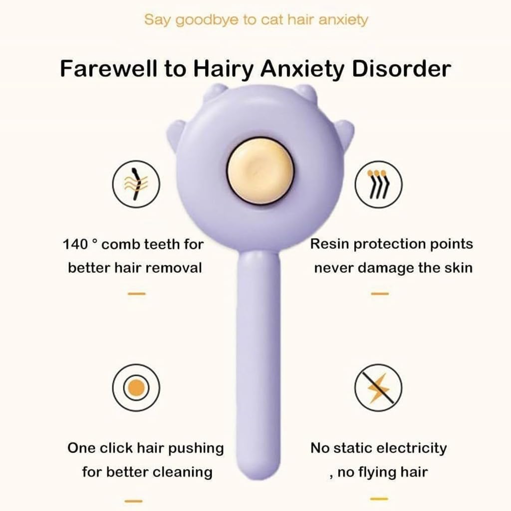 Pet Grooming Brush, Hair Remover Comb for Dogs and Cats, Cleaning Tool with Handle