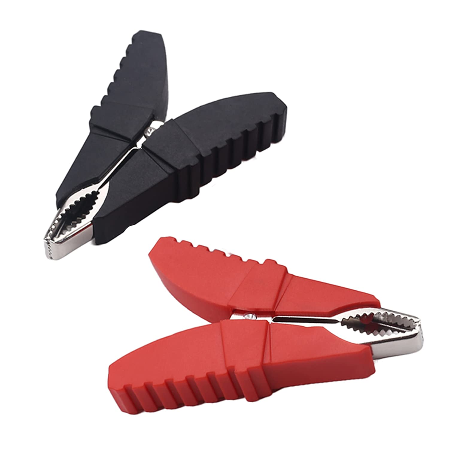 Bettomshin 2Pcs 50A Heavy-Duty Insulated Alligator Clips Battery Cable Clips Battery Crocodile Electrical Test Clamps Battery Charger Clamp for Car Auto Vehicle Boat, Red Black