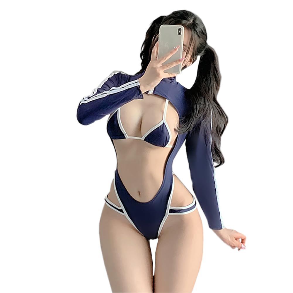 SENJIY Maillot De Bain Sexy Pour Femme - Lingerie - Costume De Costumade - Maillot De Bain - Mini Bikini Anime - Uniforme Japonais - Une Pièce - Nuisette Kawaii - Joli Haut Court - Jupe Découpée