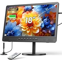 Desobry 18.5" Portable TV with Antenna, 6500mAh Rechargeable Portable Monitor with 1080P HDMI Input, AV Input, USB, Small TV for Travel, Camping, Kitchen, Bedroom, RV, Power Outage