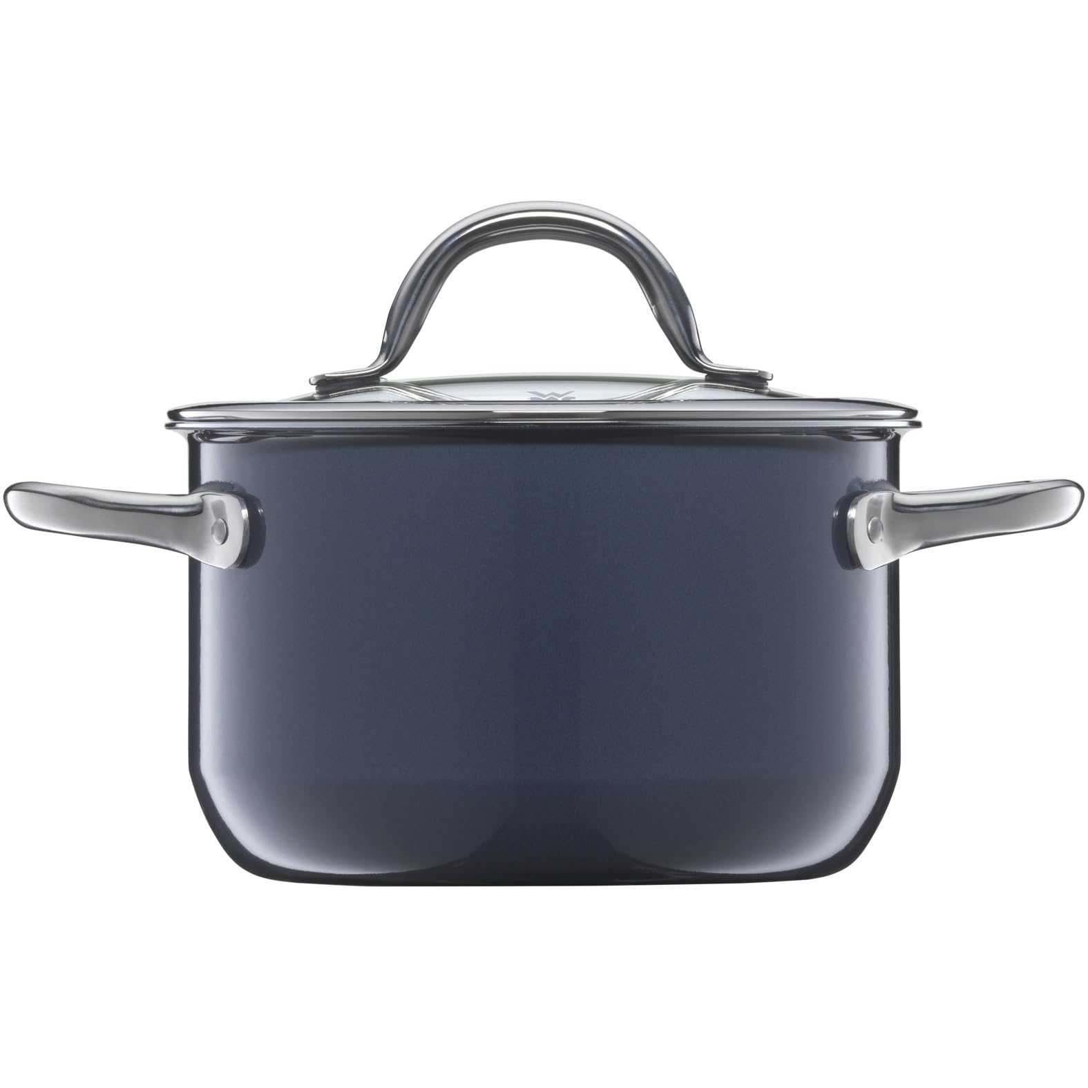 WMF Fusiontec Inspire Petite marmite en céramique high-tech résistante aux rayures, non revêtue, avec couvercle en verre, 1,3 l, 16 cm, bleu foncé, fabriquée en Allemagne