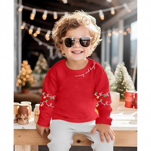 Toddler Girls Boys Christmas Sweatshirt Merry Xmas Tree Graphic Shirts Kids Crewneck Sweatshirts Winter Clothes Tops3