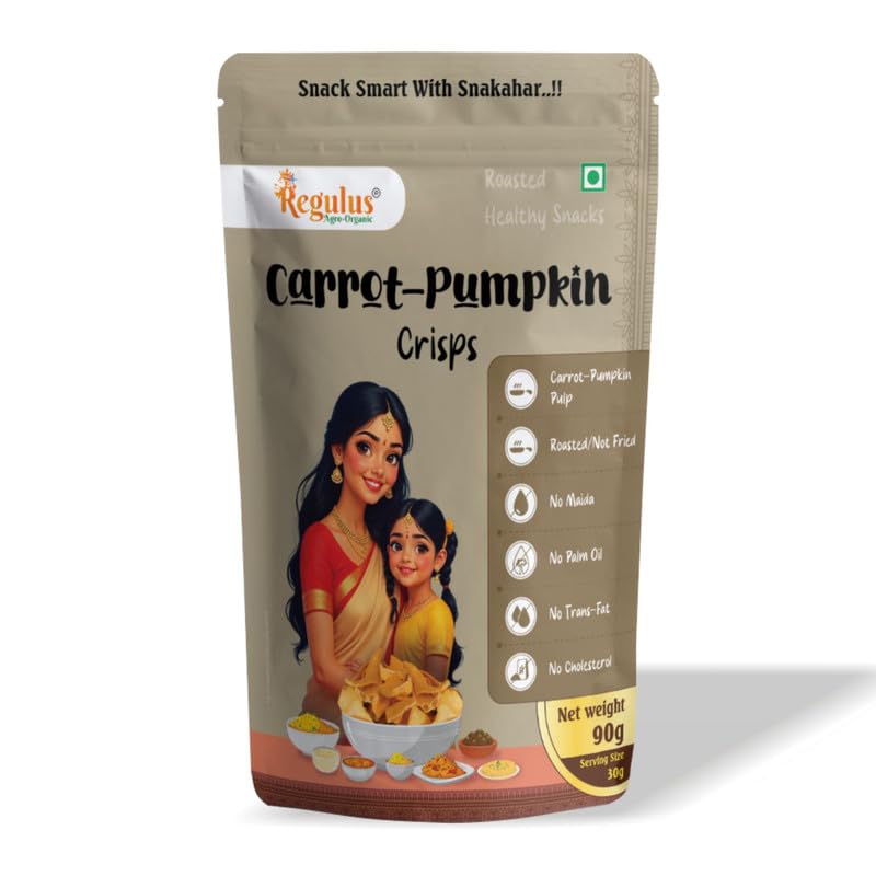 Regulus Carrot Pumpkin Crisps Pack of 3 (90g Each) | Roasted Healthy Chips | Gluten Free, No Maida | No Palm Oil, No Trans Fat, No Cholesterol | No Preservatives | 270g Total Pack-picture-25