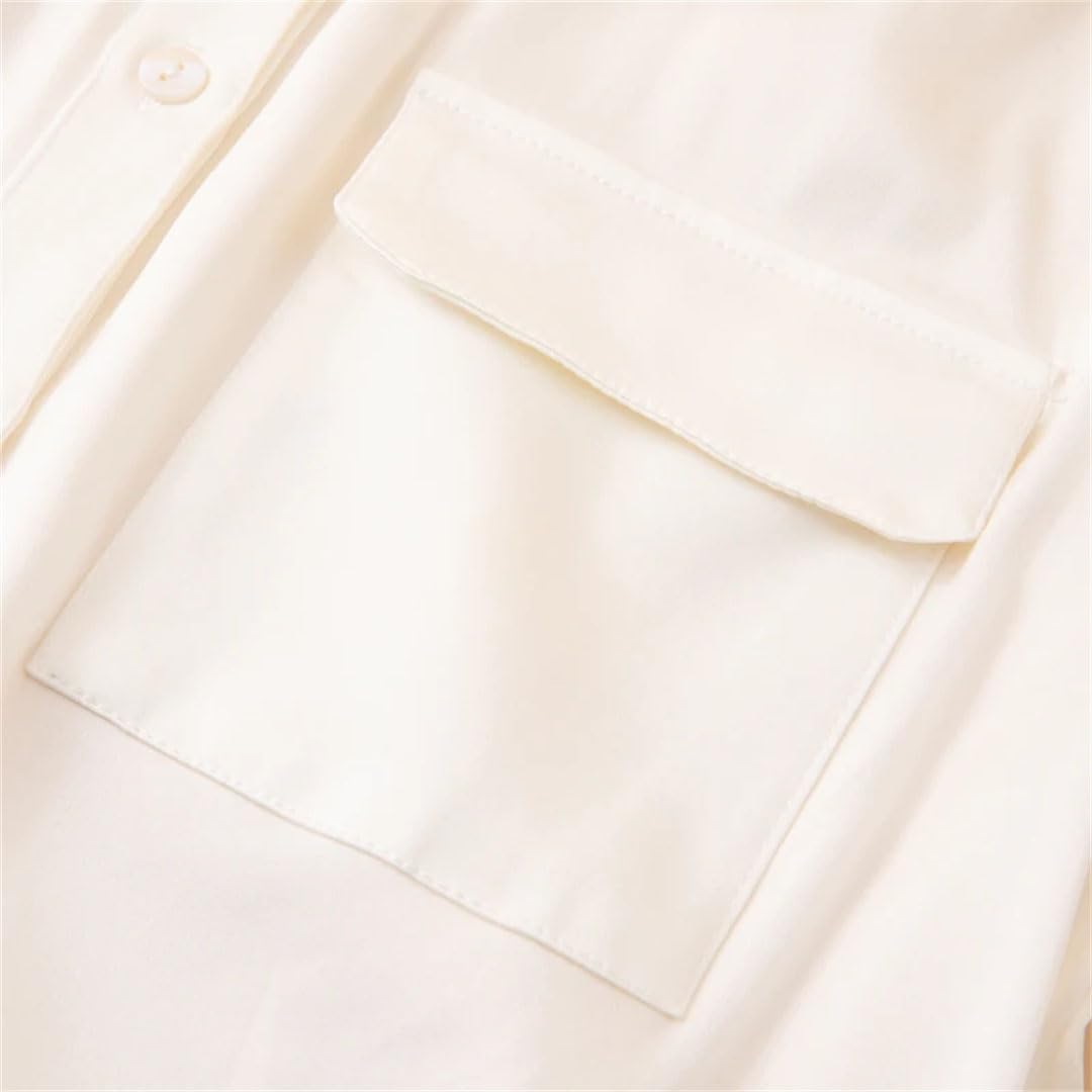 Stile delle donne Temperamento Piccolo Stand Neck Camicia di seta Manica Lunga Design Pocket Seta Loose Top