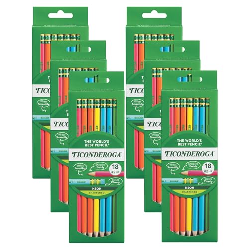 Ticonderoga Neon Pencils #2 Pre-Sharpened 18-count