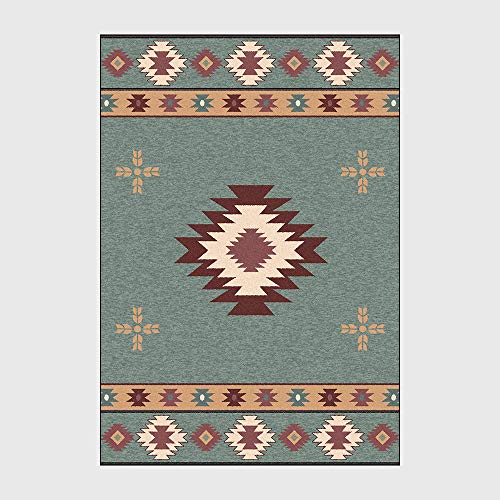 WIVION Tapis De Chevet Extra Large Small Medium Rectangular Size Tapis De Sol Nordic Green Brown Style Ethnique Ant-Slip Indoor Floor Mat for Living Room Bedroom Kitchen,40 * 60cm(16x24inch) thumbnail