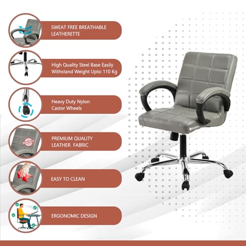 Image of GOYALSON Comfortable Revolving Office Chair Adjustable Swivel Chair with Padded Seat & Backrest for Home Office (1, Grey, Standard)