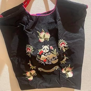 ケイタマルヤマ　パンダ刺繍トートバッグ 大容量 ブラック Ball＆Chain BLUE LABEL (PANDA)（トートバッグ）｜KEITA
