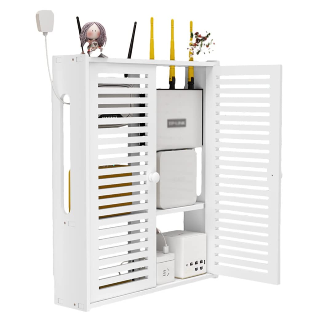 Wandmontiertes Schwimmendes Regal Routenregal-Aufbewahrungsbox Multimedia-Schaltanlagen-Dekorbox Für Elektrobox Set-Top-Box-Rack (Color : Weiß, Size : 42x10x50cm)