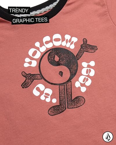 Image of Volcom Girls Shirts - Casual Crewneck Short Sleeve Graphic Tee Trendy Tops - Breathable Girls Summer Clothes