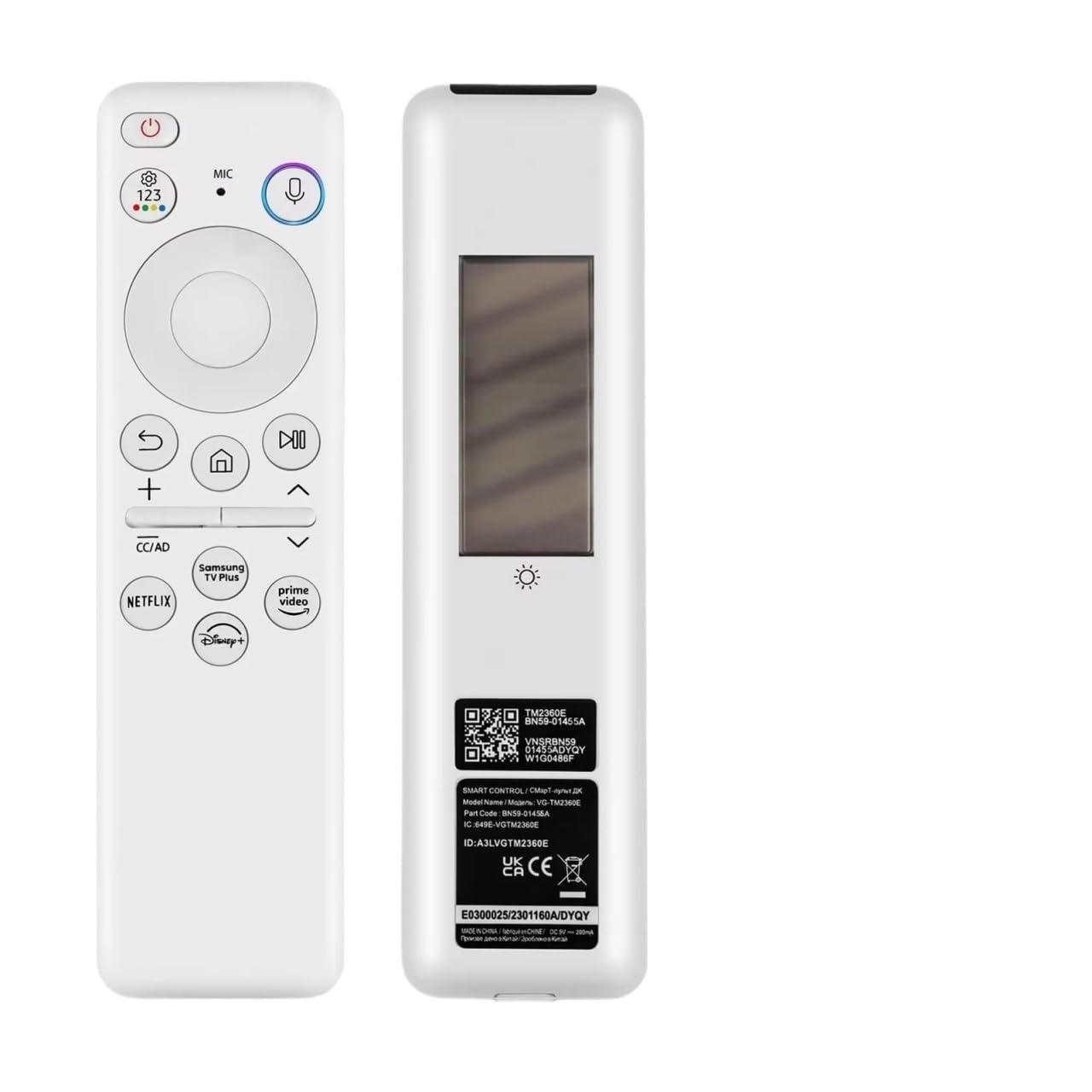 1 Mando a Distancia for TV | BN59-01455A Control remoto por voz solar for con celda recargable Bluetooth apta para(BN59-01455A-Solar-W)