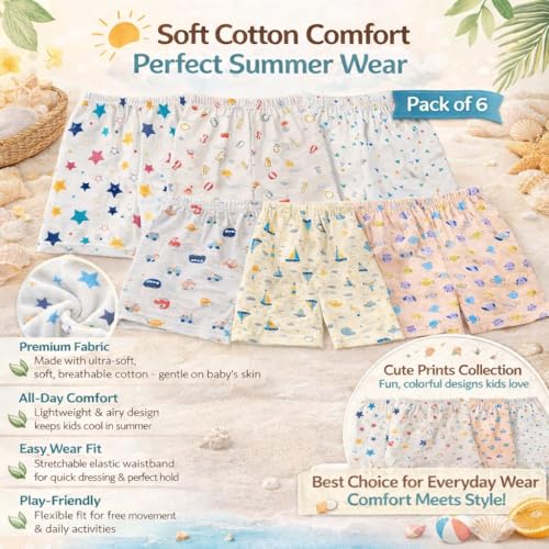 Image of Tinchuk Hoseiry Cotton Boy's Regular Shorts Pack of 6 - Assorted Mix Print