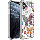 Compatible with iPhone 11 Pro Max Case, Artistic Colorful Butterfly Floral Flower Pattern Design for...