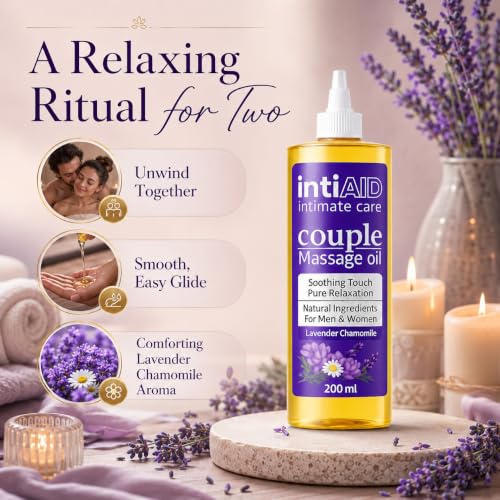 Image of Couples Massage Oil - Lavender & Chamomile Relaxing Body Massage Oil with Almond & Jojoba for Date Nights & Stress Relief | 200ml